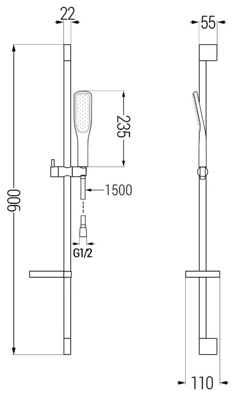 Mexen sprchový set DS49, čierna/zlatá, 785494583-75