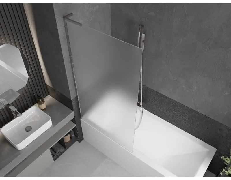 Mexen Next L, 1-krídlová vaňová zástena 90 x 150 cm, 6mm sklo námraza, chrómový profil, 895-090-000-03-30-01