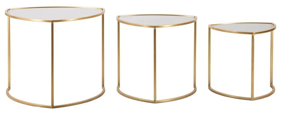 Okrúhle konferenčné stolíky v súprave 3 ks so sklenenou doskou v zlatej farbe ø 60 cm Triangle – Mauro Ferretti
