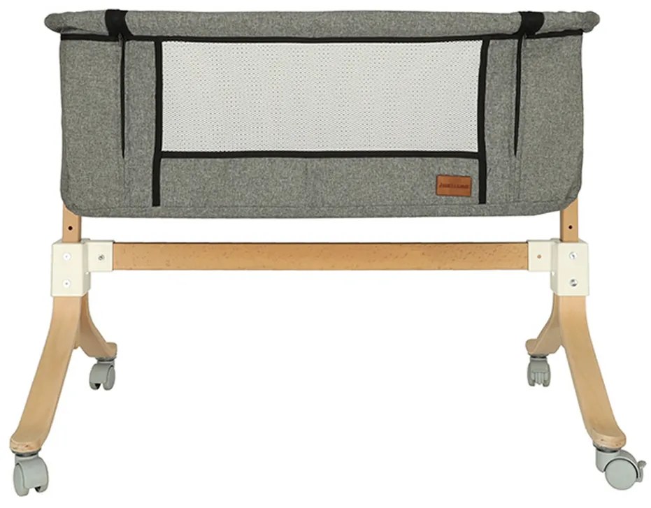 KIK Detská postieľka drevená postieľka na kolieskach sivá
