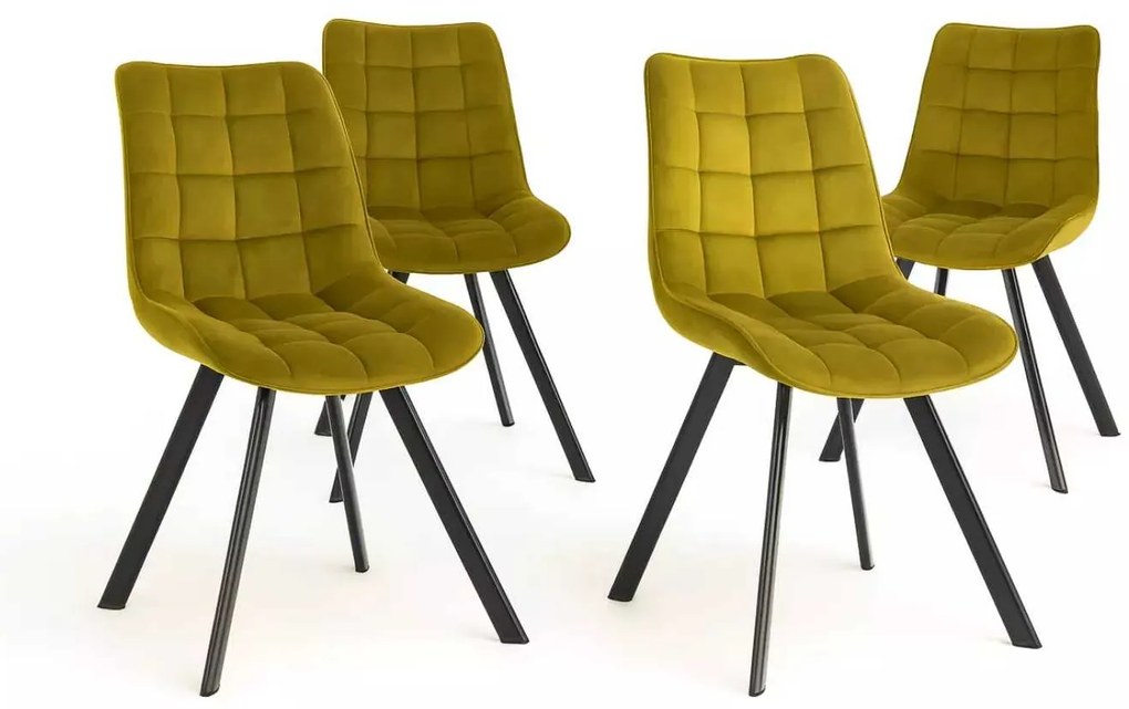 LuxuryForm DESIGN Stolička ORLEN VELUR - žltá - SET 4 ks