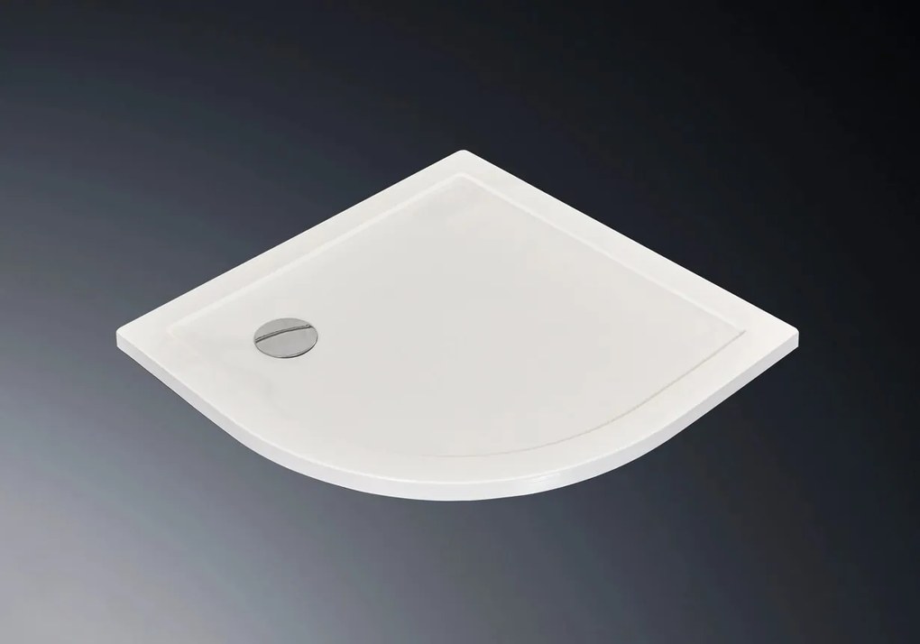 Erga Laos, štvrťkruhová sprchová vanička 80x80x5cm, akrylát, biela lesklá, ERG-V06-ACR-8080Q-WH-CR