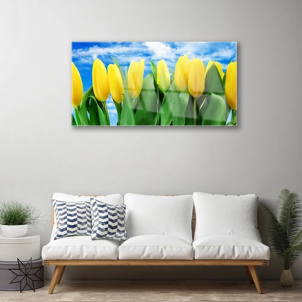 Obraz na skle Tulipány kvety 100x50 cm