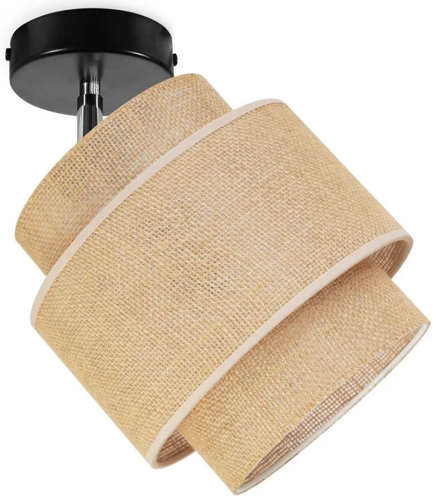 Bodové svietidlo Boho, 1x jutové tienidlo, (výber z 2 farieb konštrukcie), (možnosť polohovania)