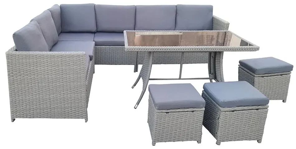 Veľký ratanový záhradný set VERANO sivý