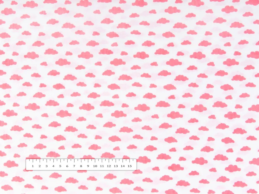 Biante Detský bavlnený obdĺžnikový obrus Sandra SA-128 Koralové obláčiky na bielom 140x200 cm