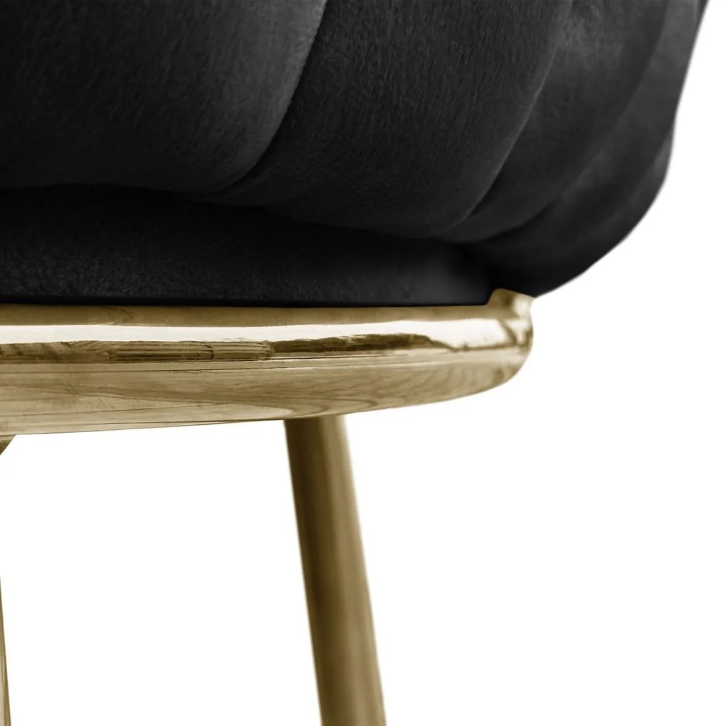 DIZAJNOVÁ STOLIČKA SHELLY ČIERNY ZAMAT + ZLATÁ