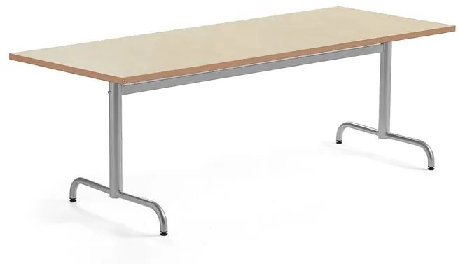 Stôl PLURAL, 1800x800x720 mm, linoleum - béžová, strieborná