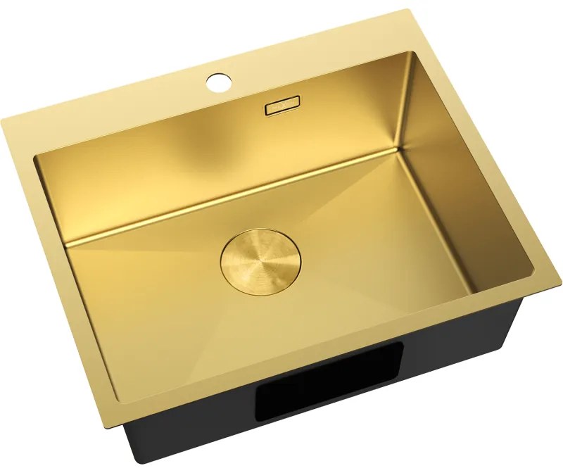 Mexen Solix, 1-komorový nerezový drez 600 x 500 mm, brúsená zlatá, 6408601000-55
