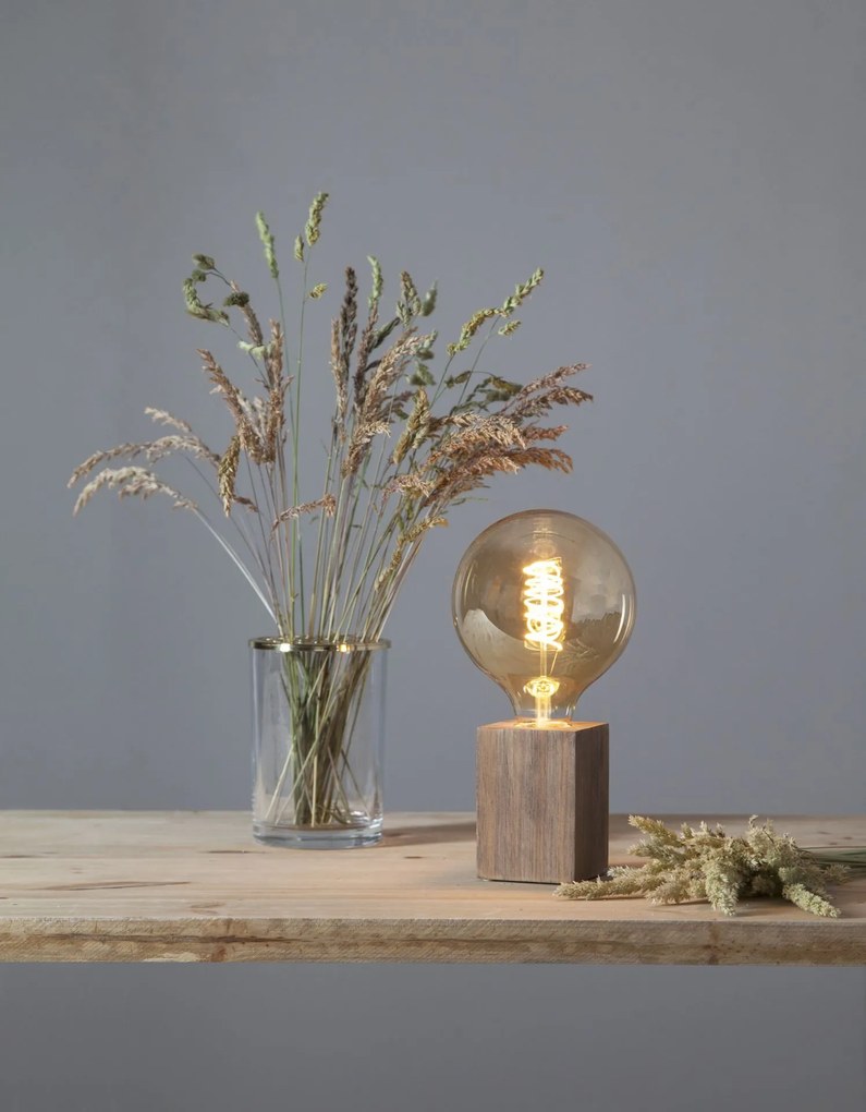 STAR TRADING Drevená lampa Lys Brown