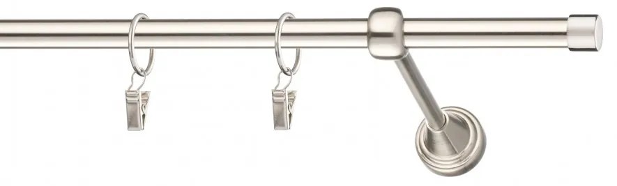Dekorstudio Niklová jednoradová garniža LUNA 19mm Dĺžka: 440cm, Typ uchytenia: Držiak modern, Typ príslušenstva: Krúžky tiché so štipcami