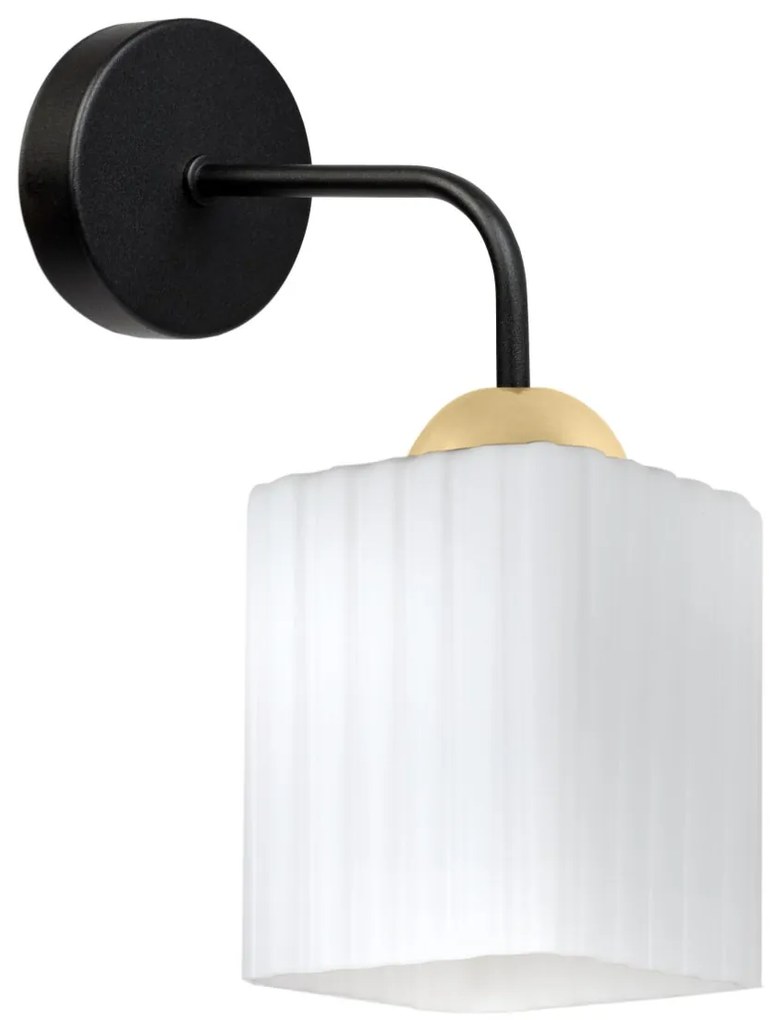 Nástenné svietidlo Riffle Square, 1x biele sklenené tienidlo, b/g