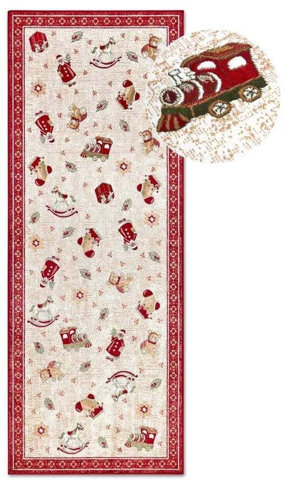 Červený behúň s vianočným motívom s prímesou bavlny 80x200 cm Toy's Delight Red Christmas – Villeroy&amp;Boch