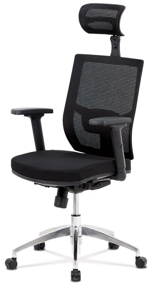 Kancelárska ergonomická stolička LEON — sieť/látka, čierna