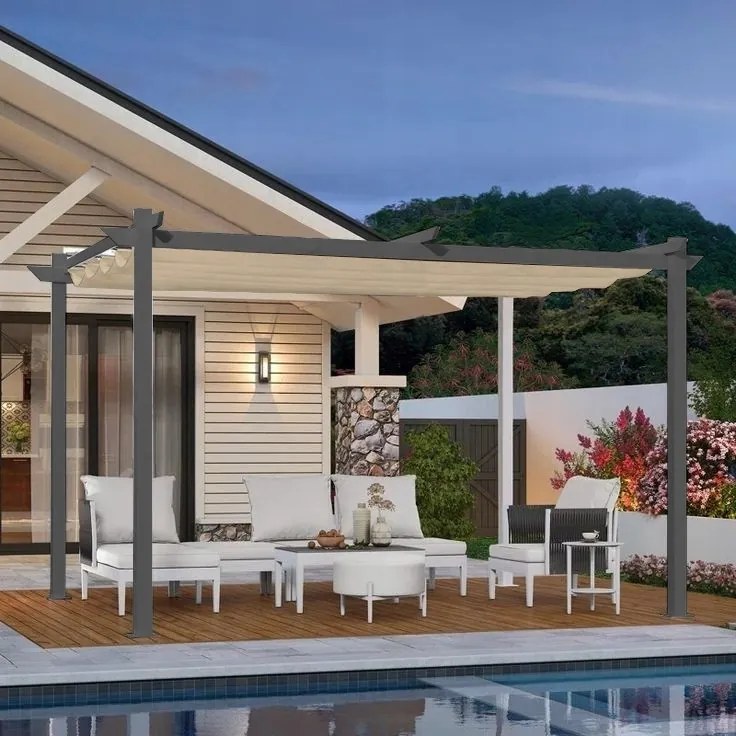 TRENDIE Pergola sivá s béžovou strechou 3x3m