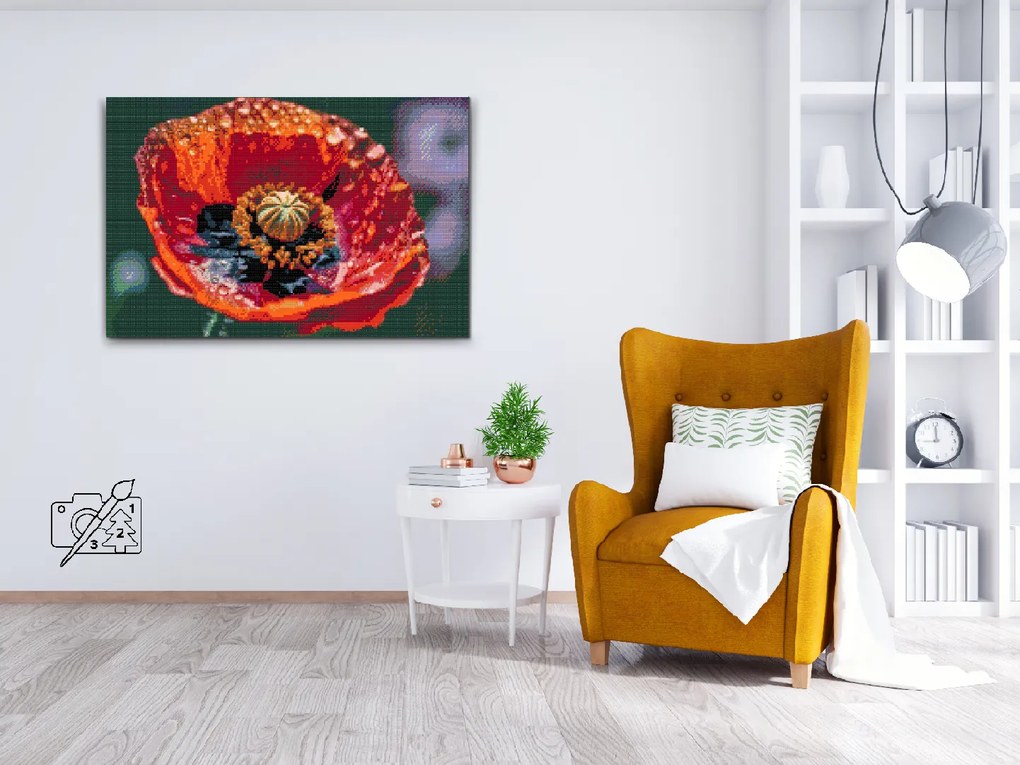 Gario Diamantové maľovanie Kvet maku Rozmery: 60 x 40 cm, Rámovanie: Iba zrolované plátno, Diamanty: Okrúhle