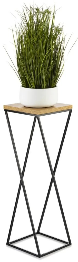 Kvetinový stojan LOFT I 70 cm čierny/dub lancelot