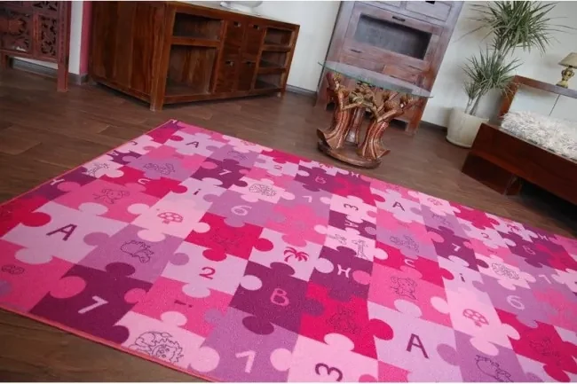 Detský koberec PUZZLE fiolet