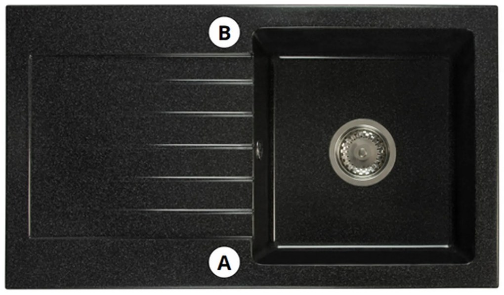 Kuchynský drez Lemmion (čierna) (s 2 otvormi pre batériu) (L). Vlastná spoľahlivá doprava až k Vám domov. 1066267