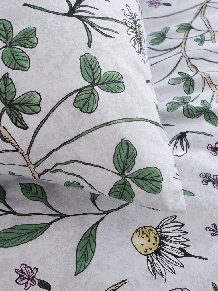 Bavlnená obliečka na vankúšik Renforcé 40 × 40 cm – Herbár sivý