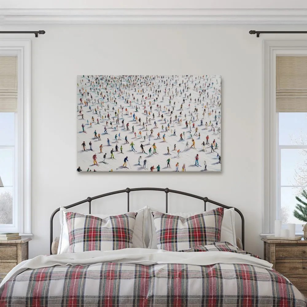 Vianočný obraz zimné radovánky na svahu