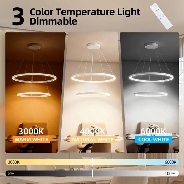 Brilagi - LED stmievateľný luster na lanku PORTOFINO LED/98W/230V pr. 80 cm biela +DO