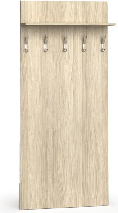 Vešiaková stena PRIMO WOOD, 5 háčikov, polica, roky zvisle, dub prírodný