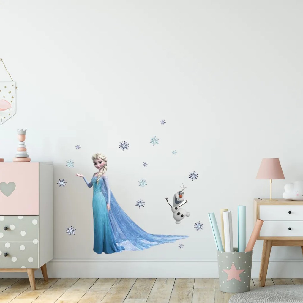 PIPPER | Samolepka na stenu "Elsa a Olaf" 78x65 cm