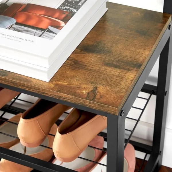 Stojanový vešiak so zrkadlom NAVOR hnedá/čierna