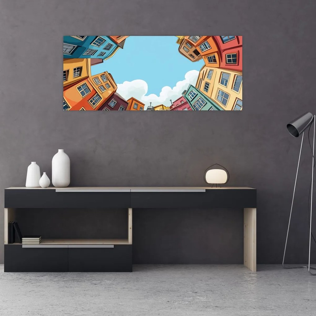 Obraz - Medzi domami (120x50 cm)
