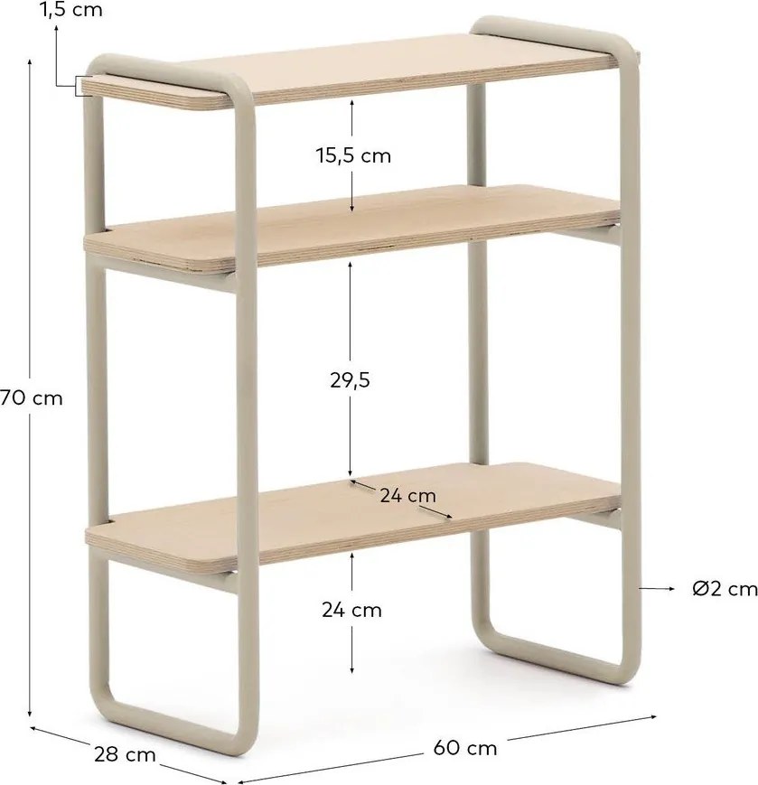 Béžová/v prírodnej farbe závesná detská knižnica v dekore jaseňa 60x70x28 cm Tinn – Kave Home
