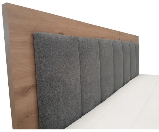 Boxspringová posteľ JASMINE 180x200 cm, sivá, s matracmi, topperom a úložným priestorom