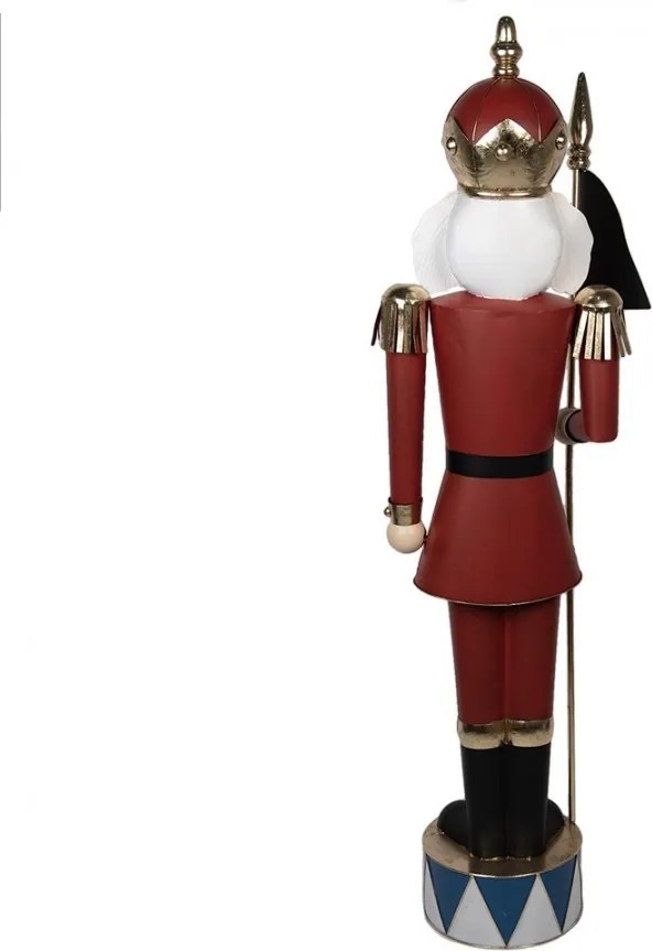 Červená kovová dekorácia socha Luskáčik Merry Christmas - 67*41*203 cm