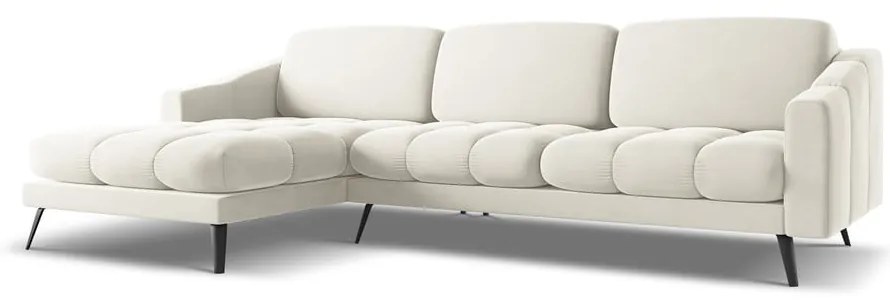 Krémovobiela zamatová rohová pohovka (ľavý roh) Nalu – Makamii