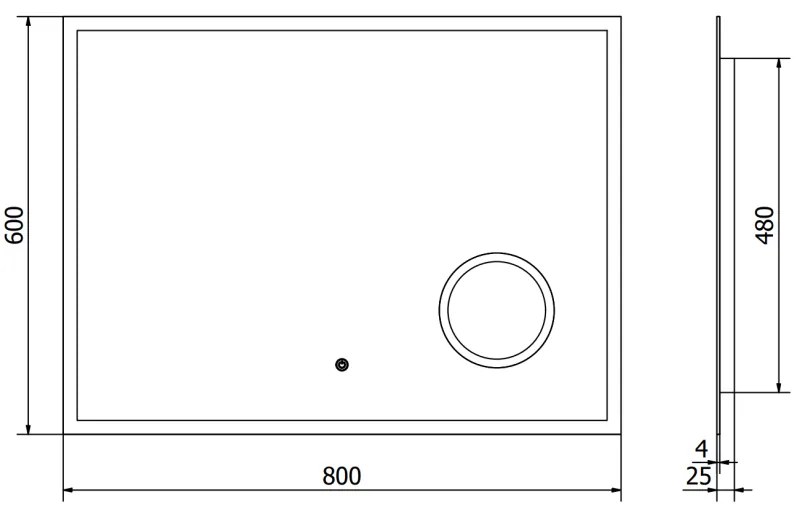 Mexen Kala, LED kúpeľňové zrkadlo s podsvietením a kozmetickým zrkadlom 80 x 60 cm, 6000K, ochrana proti zahmlievaniu, 9820-080-060-611-00