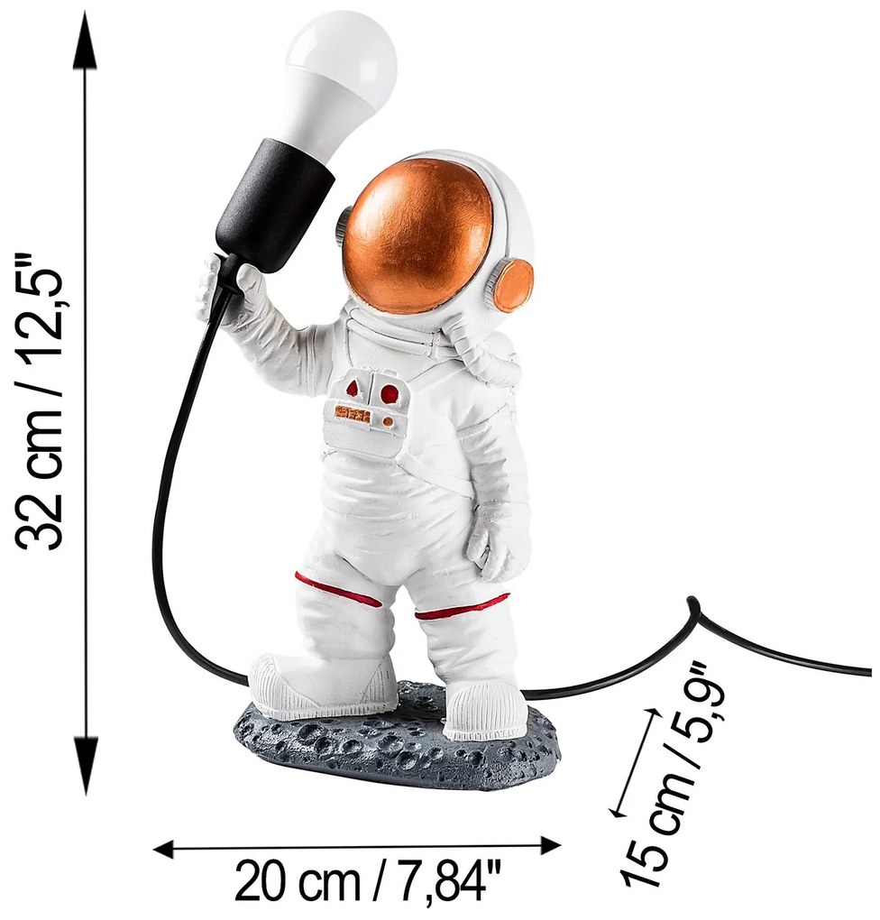 Stolná lampa Astronaut bronzová/biela