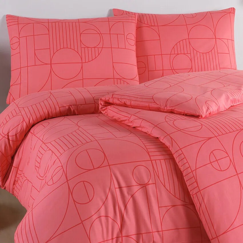 BedTex Bavlnené obliečky Geo Sunset Coral, 220 x 200 cm, 2 ks 70 x 90 cm, 220 x 200 cm, 2 ks 70 x 90 cm