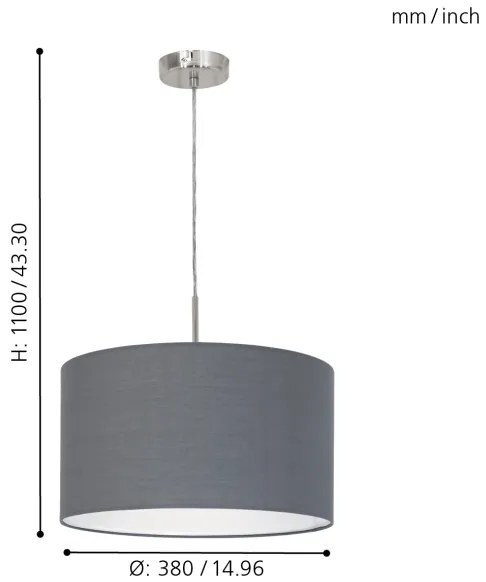 Eglo 31573 - Luster na lanku PASTERI 1xE27/60W/230V