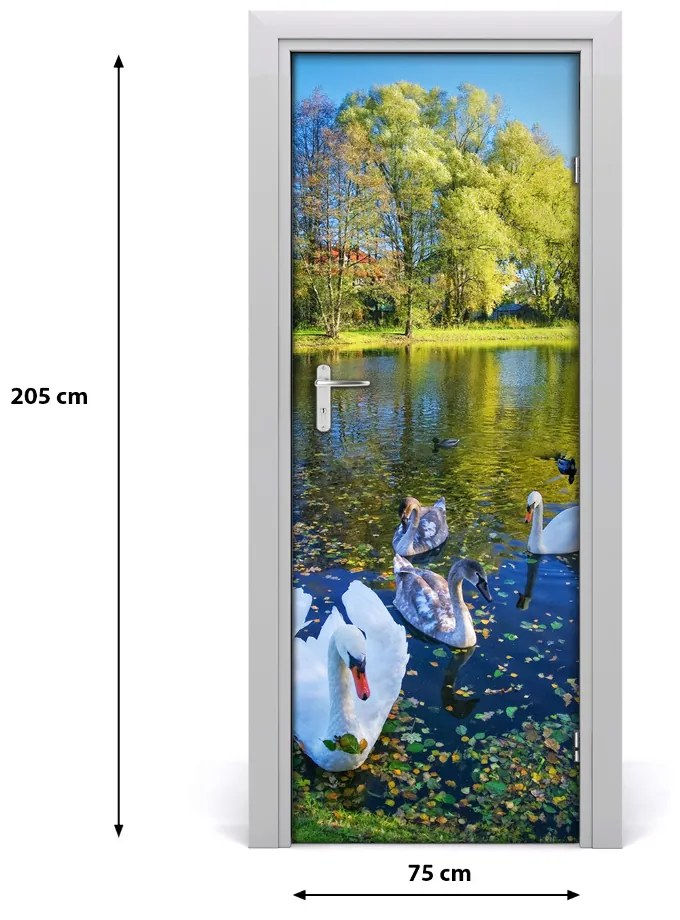 Samolepiace fototapety na dvere Labute na jazere 75x205 cm