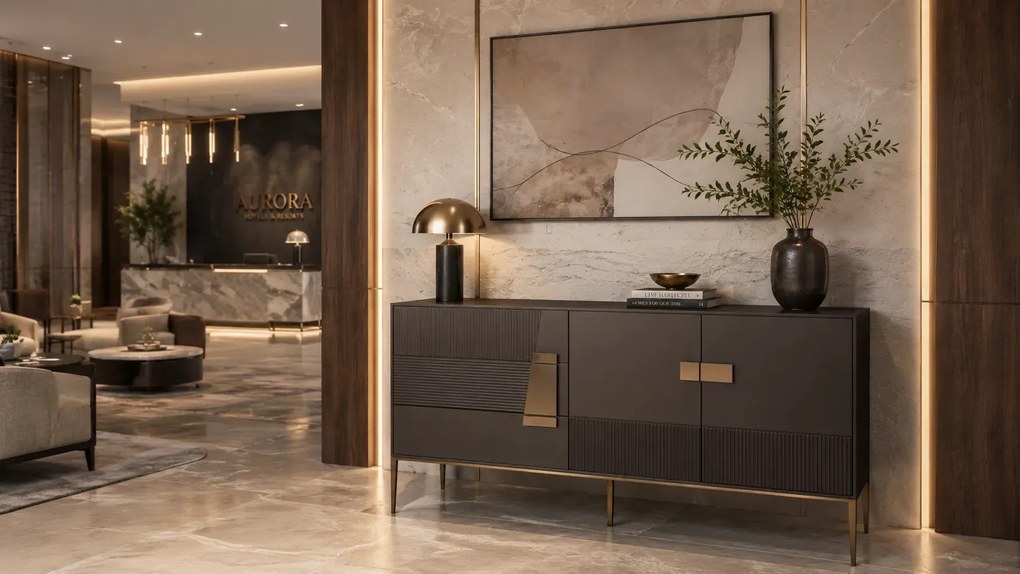 Komoda Stilig ST102 160 cm grafit/zlatá
