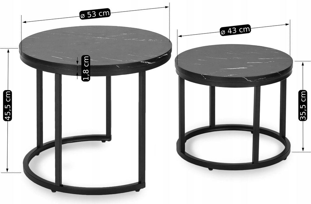 PROXIMA.store - Set konferenčných stolíkov MAURO VEĽKOSŤ: MAXI