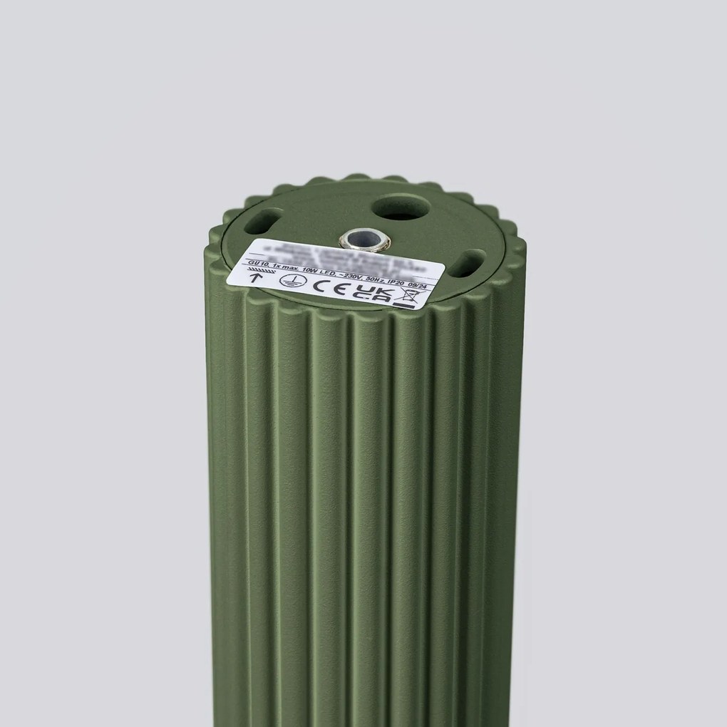 Stropné svietidlo Karbon, 1x olivovo zelené kovové tienidlo, (10 cm)