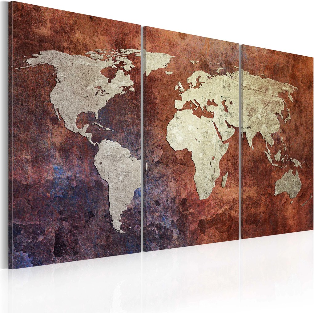 Obraz - Rusty map of the World - triptych 120x80