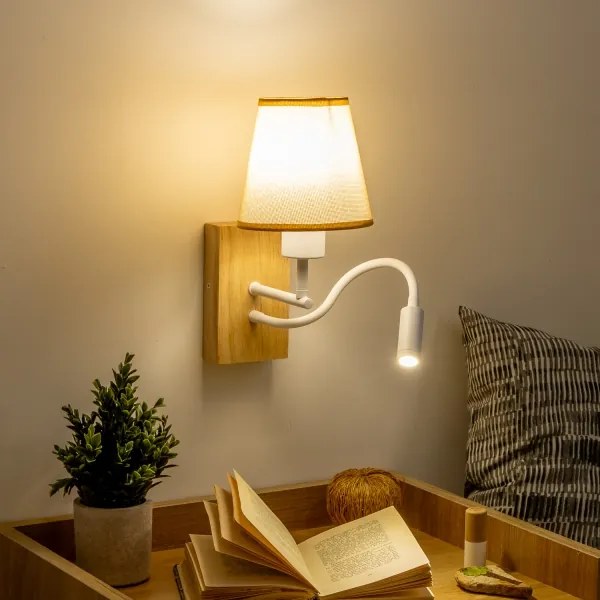 Brilagi - LED Nástenná lampa NUBILA WOOD 1xE27/25W/230V +LED/3W dub/svetlohnedá