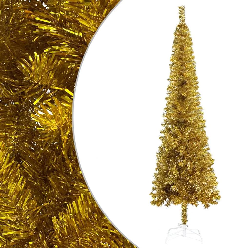 vidaXL Úzky vianočný stromček zlatý 240 cm