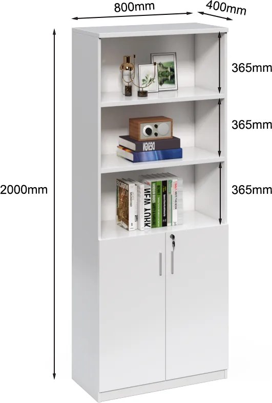 Vysoká kancelárska skriňa Houseland Prime Neo 01 80 cm biela