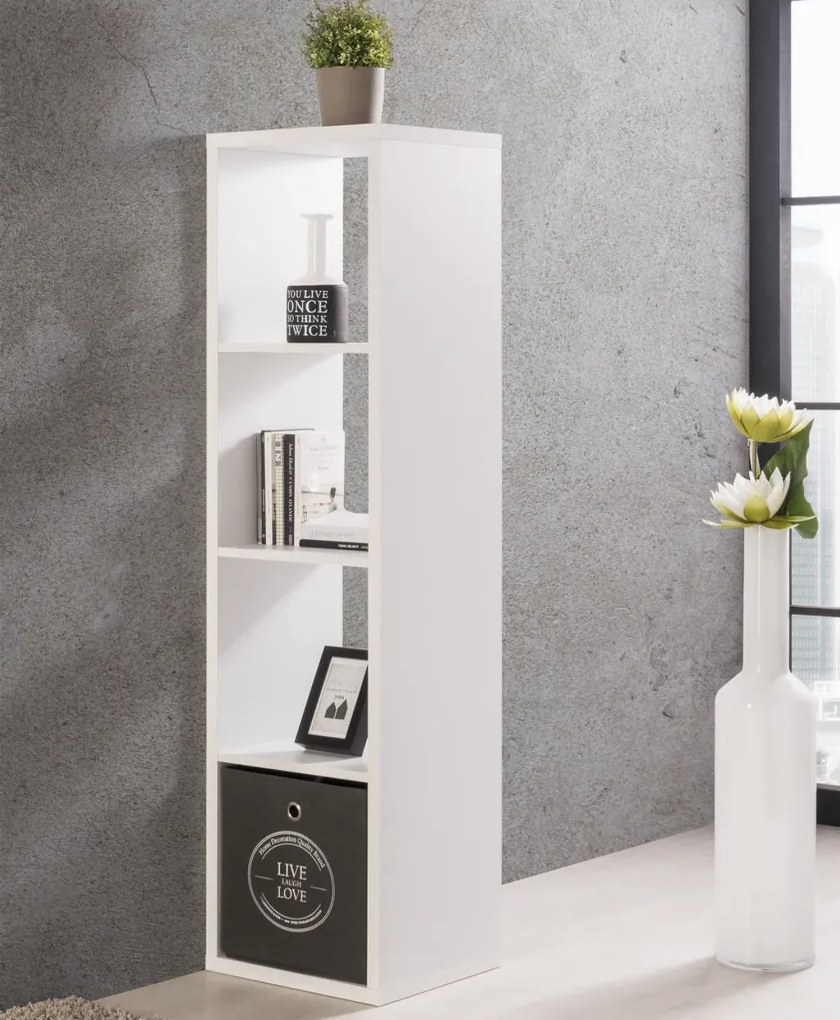 Regál Max, 4x1 priehradky, biely