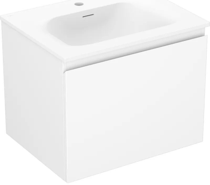 Mexen Orio, kúpeľňová skrinka 60 cm s umývadlom Vela, 1 zásuvka, biela matná, 91A10-06047-1-BF01-W23M01