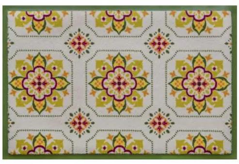 Ozdobná premium rohožka - zelený kvetinový vzor dlažby (Vyberte veľkosť: 75*50 cm)