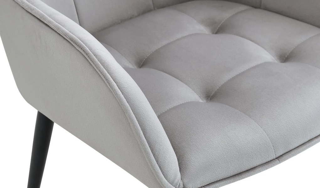 Jedálenská stolička Ferndale - zamat - svetlo šedá